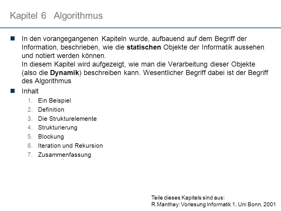 Kapitel 6 Algorithmus