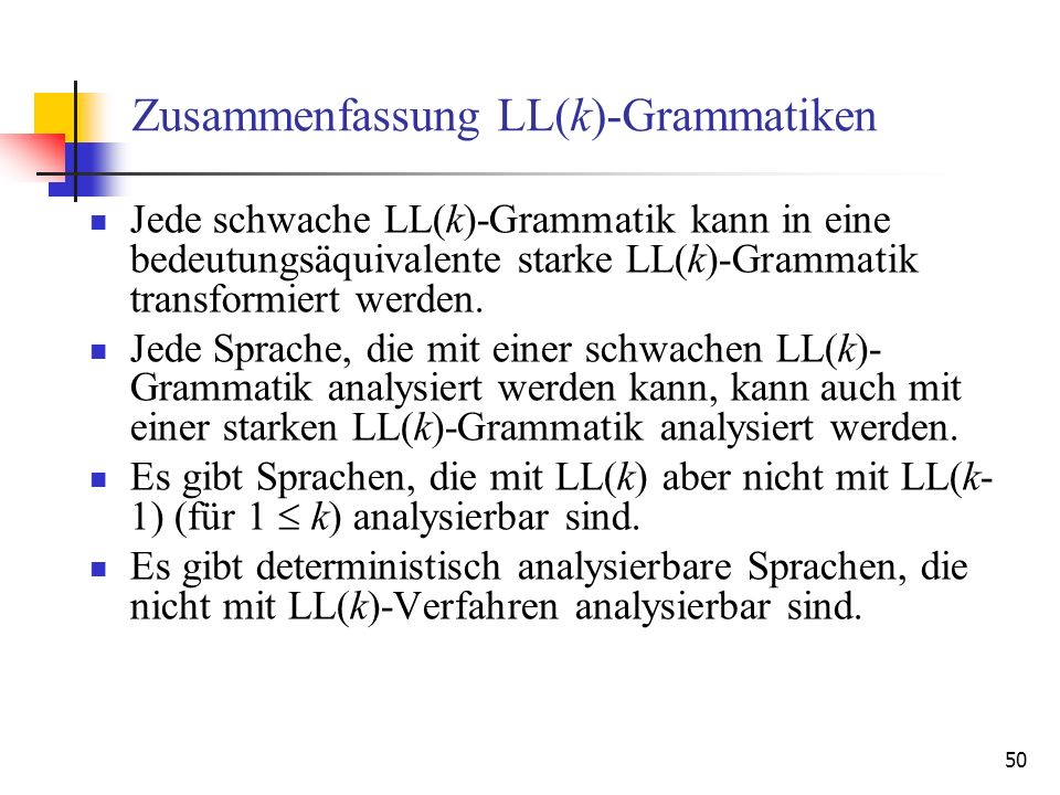 Zusammenfassung LL(k)-Grammatiken
