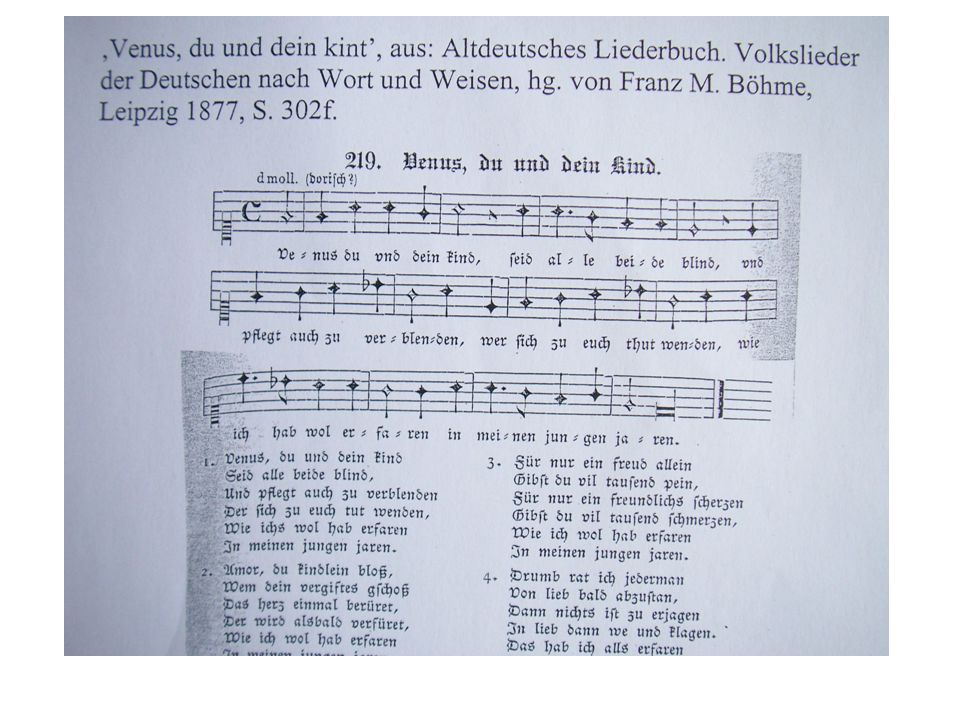 J. Regnart, Tenorlied ‚Venus, du und dein Kind‘, Melodie zu Ayrers singests Spil (Wuttke Nr. 20)