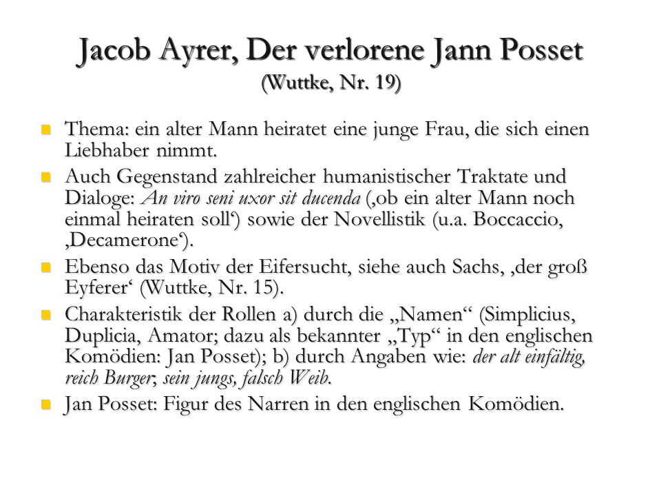 Jacob Ayrer, Der verlorene Jann Posset (Wuttke, Nr. 19)