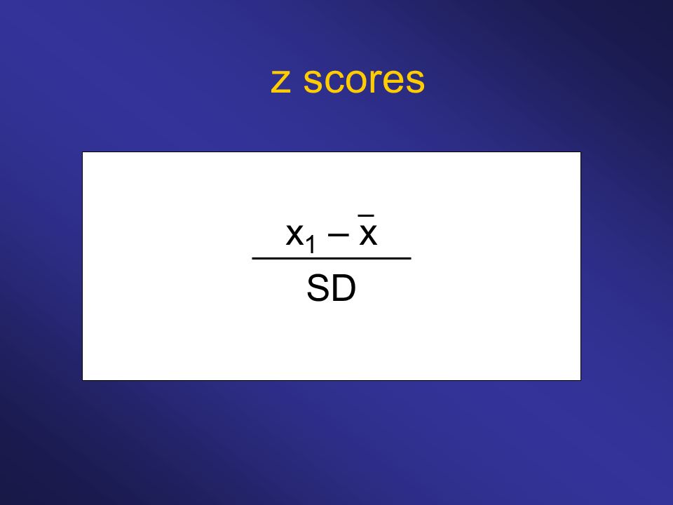 z scores x1 – x SD