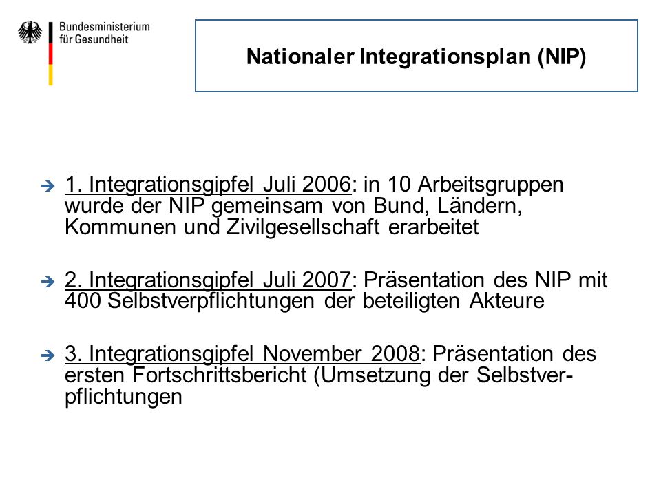 Nationaler Integrationsplan (NIP)
