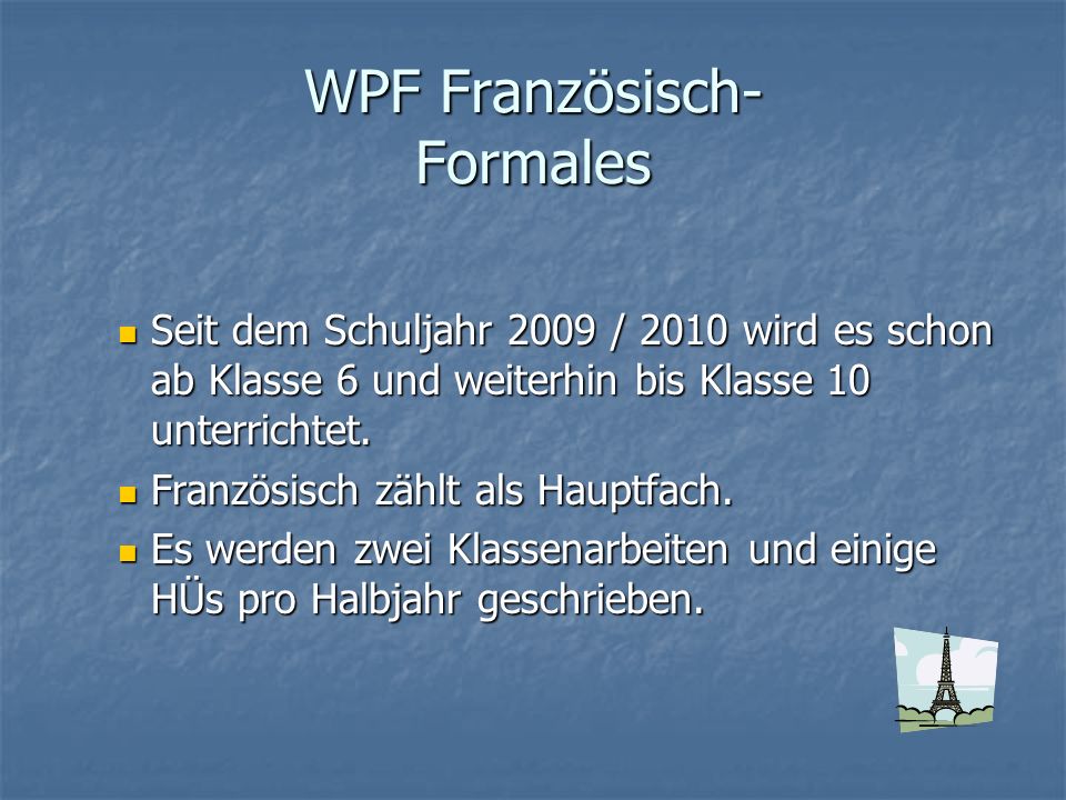 WPF Französisch- Formales