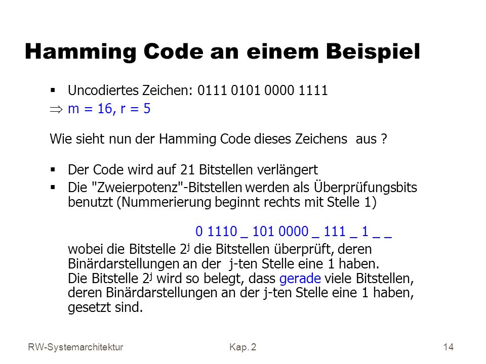Hamming Code an einem Beispiel