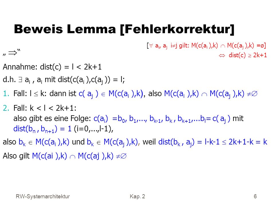 Beweis Lemma [Fehlerkorrektur]