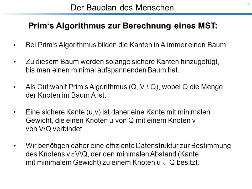 Prim‘s Algorithmus zur Berechnung eines MST: