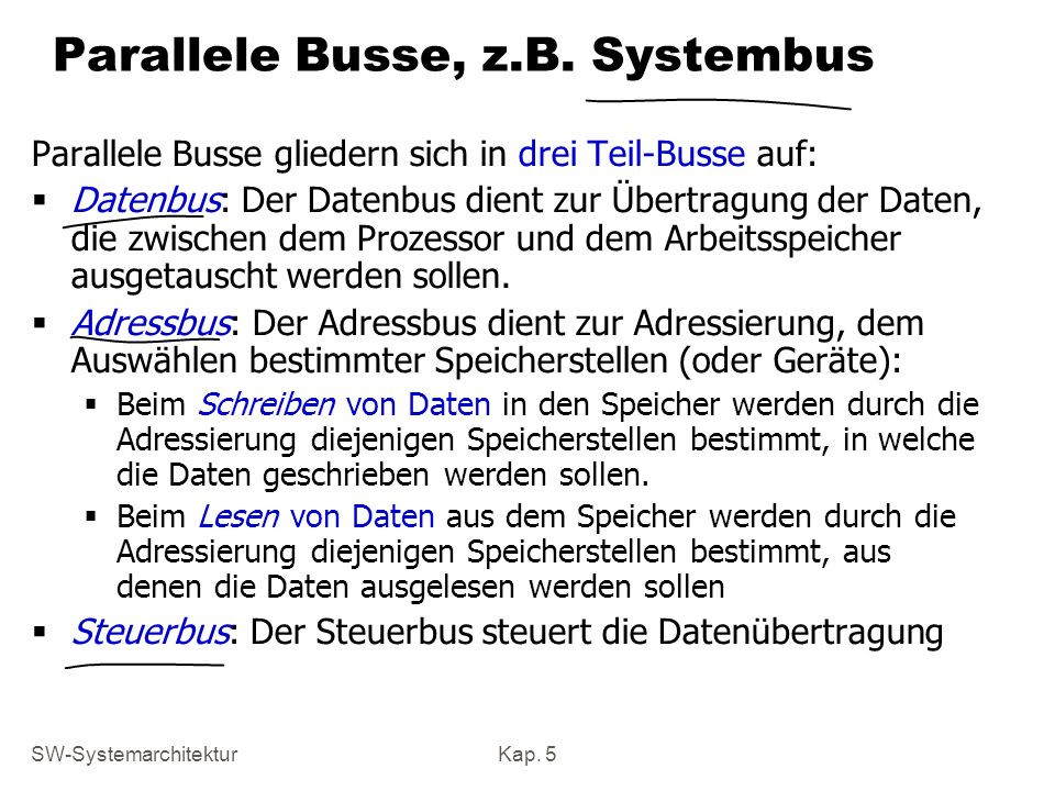 Parallele Busse, z.B. Systembus