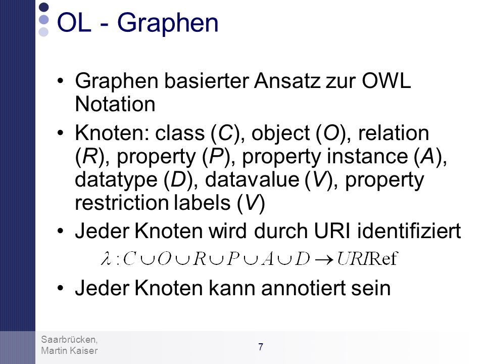 OL - Graphen Graphen basierter Ansatz zur OWL Notation