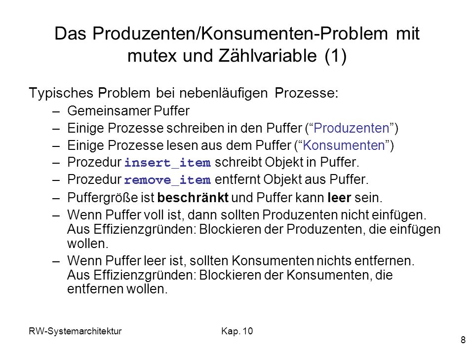 Das Produzenten/Konsumenten-Problem mit mutex und Zählvariable (1)