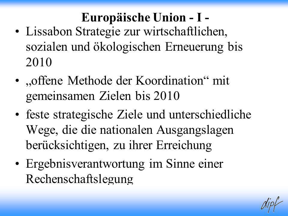 „offene Methode der Koordination mit gemeinsamen Zielen bis 2010
