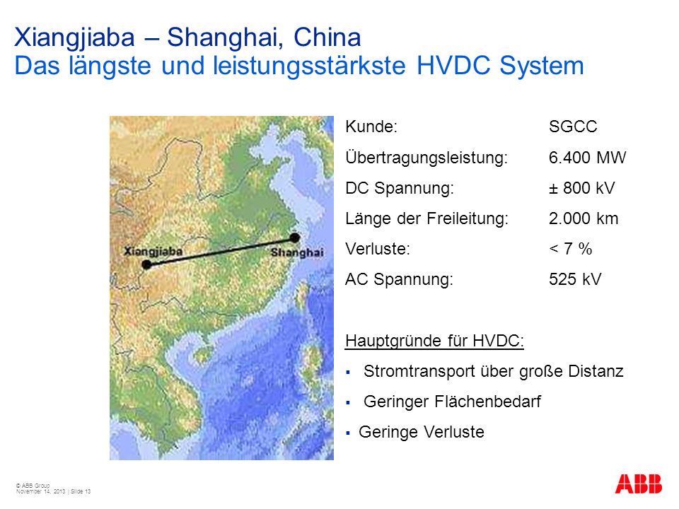 Xiangjiaba – Shanghai, China Das längste und leistungsstärkste HVDC System