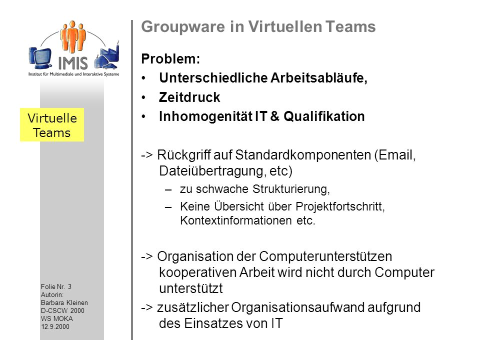 Groupware in Virtuellen Teams