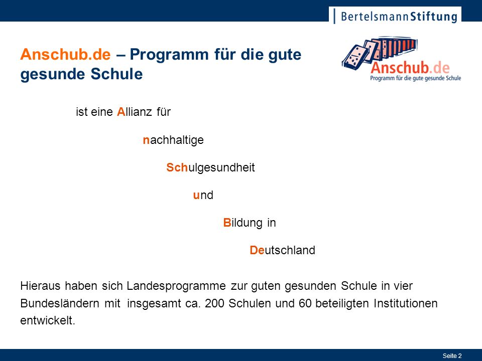 Anschub.de – Programm für die gute gesunde Schule - ppt herunterladen