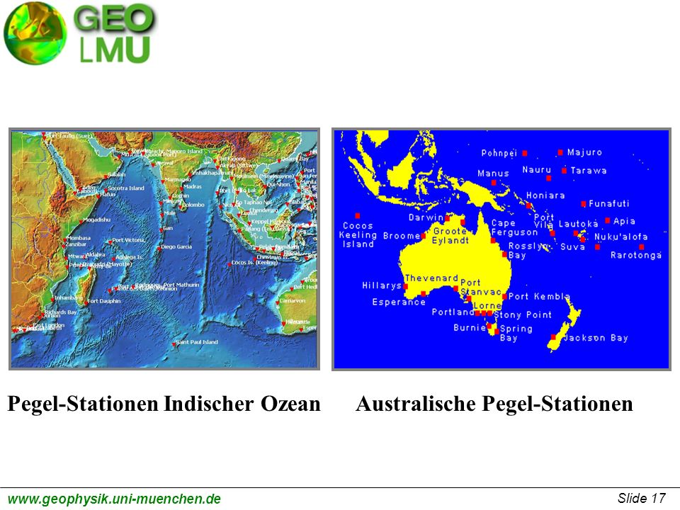 Pegel-Stationen Indischer Ozean Australische Pegel-Stationen