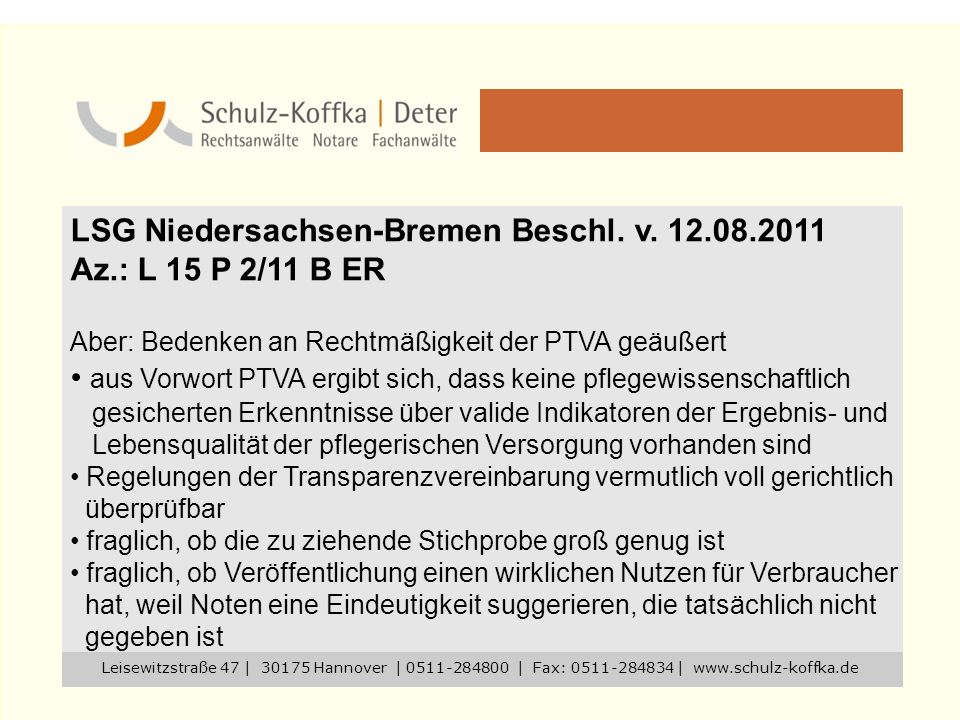 LSG Niedersachsen-Bremen Beschl. v Az.: L 15 P 2/11 B ER