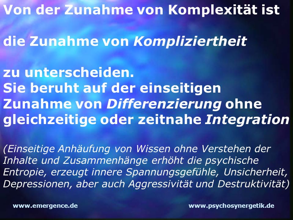 Von der Zunahme von Komplexität ist die Zunahme von Kompliziertheit