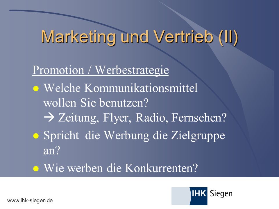 Marketing und Vertrieb (II)