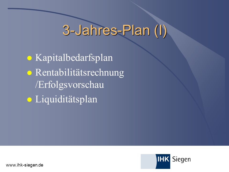 3-Jahres-Plan (I) Kapitalbedarfsplan