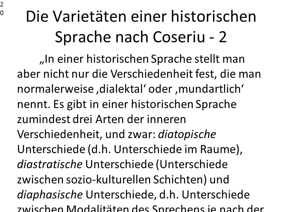 Die Varietäten einer historischen Sprache nach Coseriu - 2