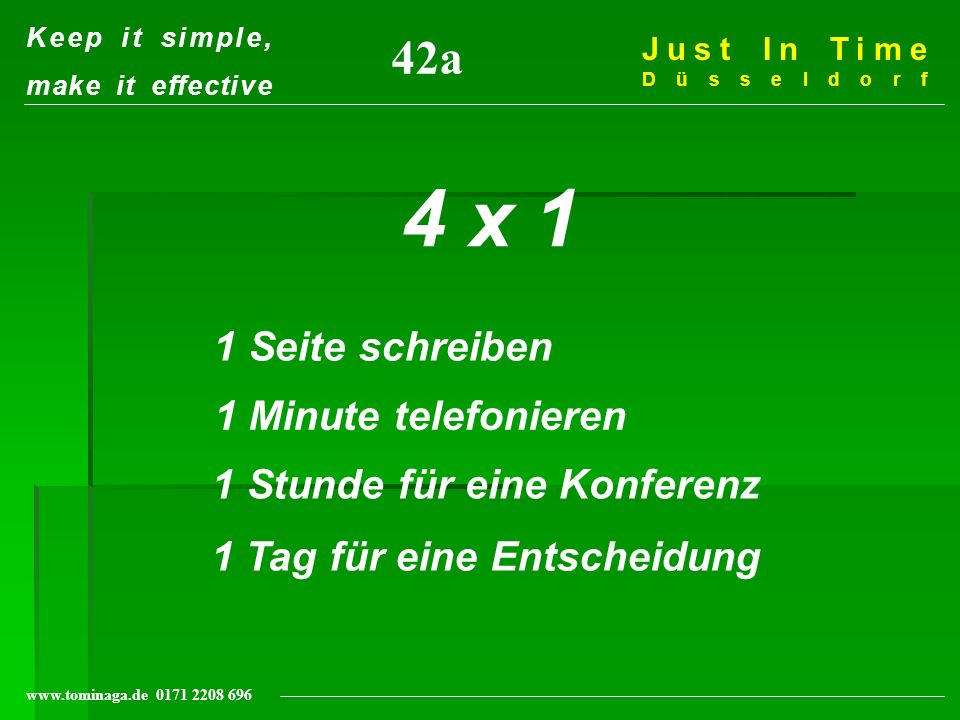 4 x 1 42a 1 Seite schreiben 1 Minute telefonieren