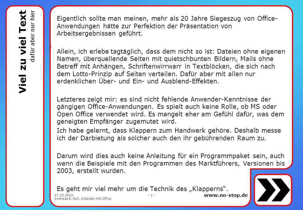Viel zu viel Text dafür aber nur hier
