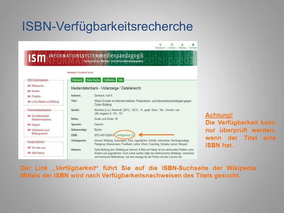 ISBN-Verfügbarkeitsrecherche
