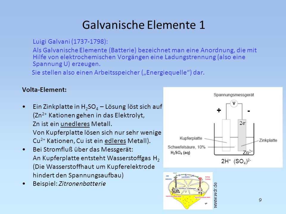 Galvanische Elemente Luigi Galvani ( ):