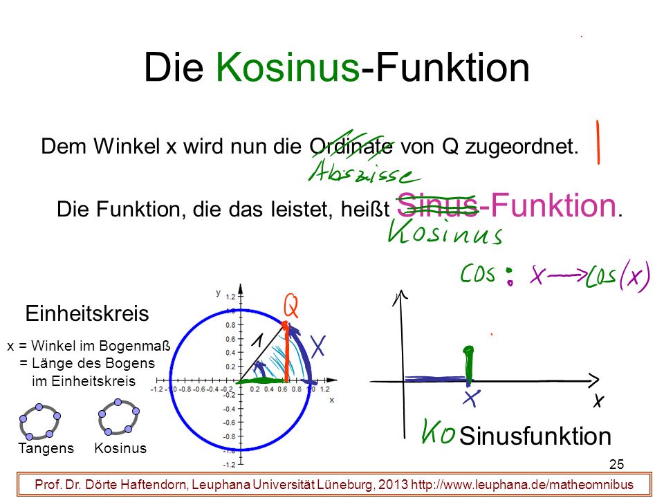 Die Kosinus-Funktion Sinusfunktion