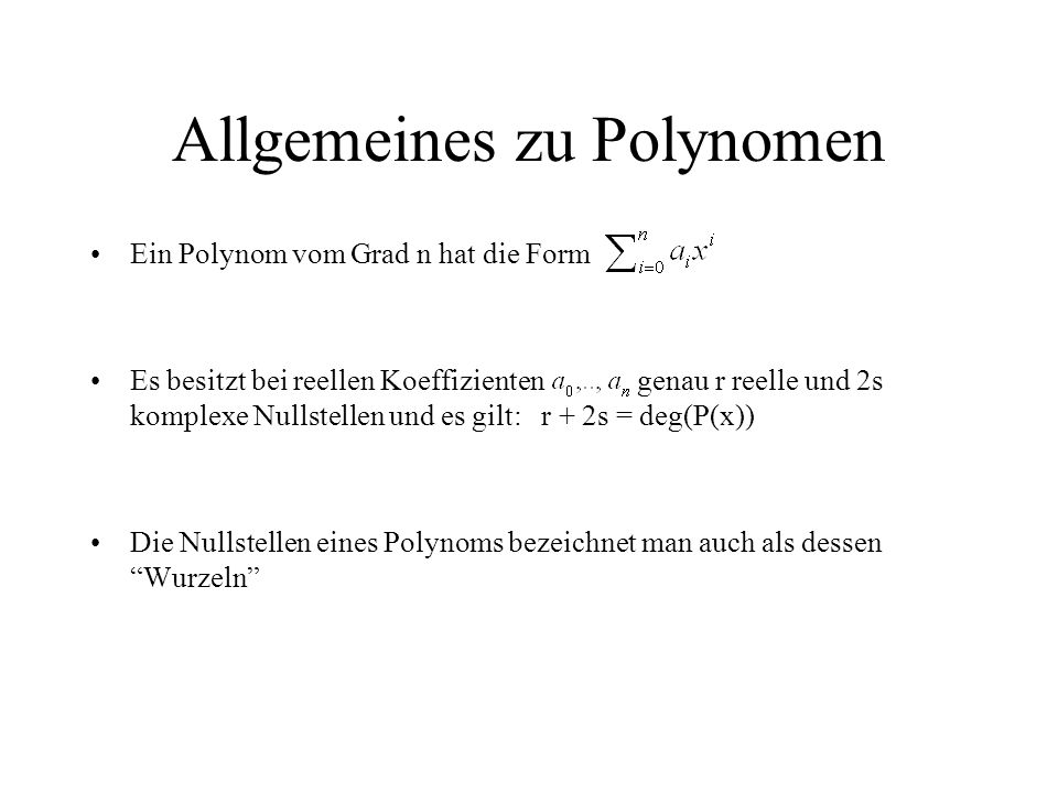 Allgemeines zu Polynomen