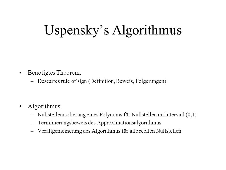 Uspensky’s Algorithmus