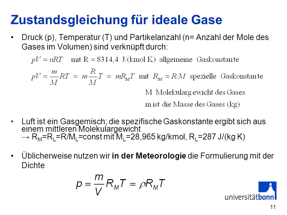 Zustandsgleichung für ideale Gase