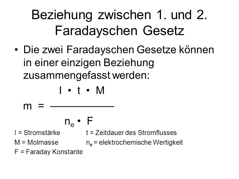 Beziehung zwischen 1. und 2. Faradayschen Gesetz
