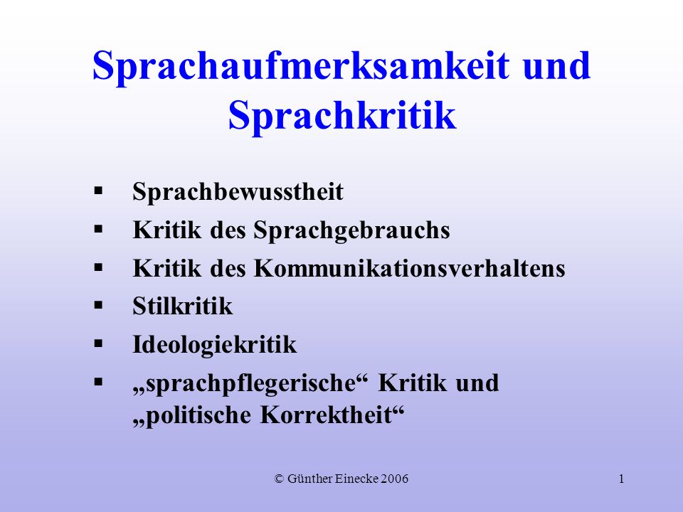 Sprachaufmerksamkeit und Sprachkritik