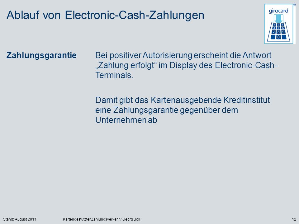 Ablauf von Electronic-Cash-Zahlungen