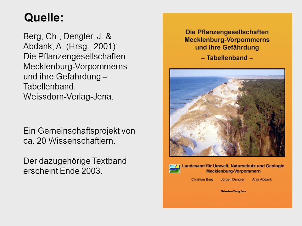 Quelle: Berg, Ch., Dengler, J. & Abdank, A. (Hrsg., 2001):