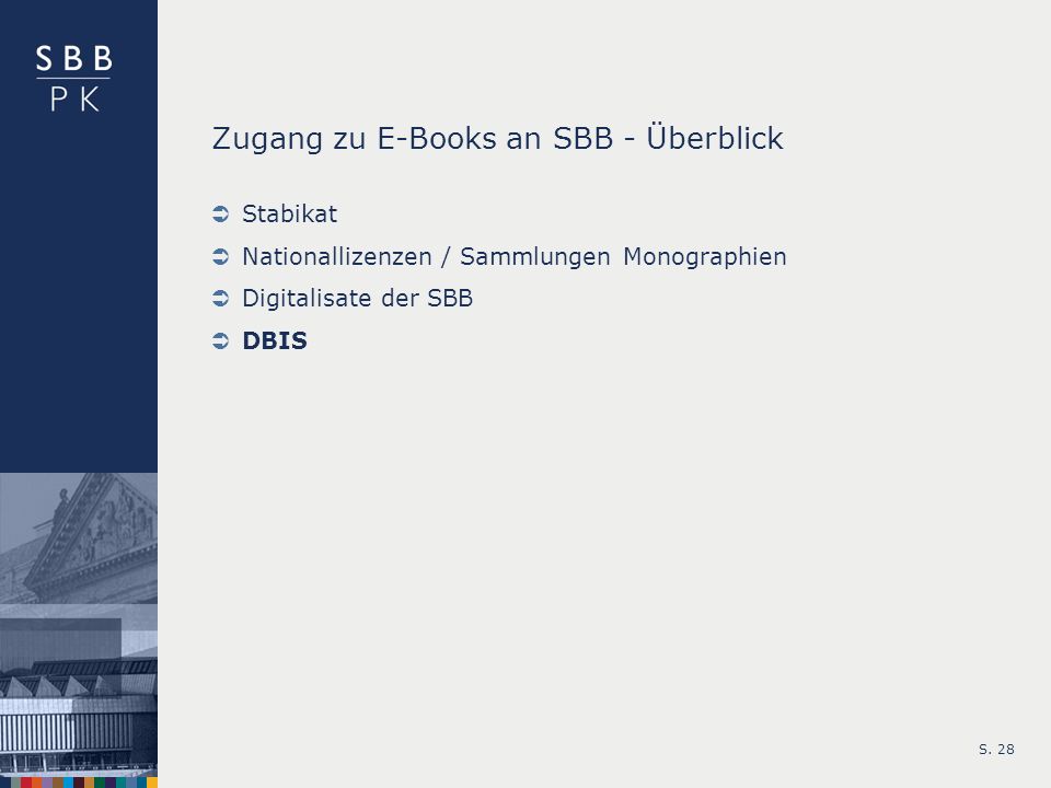 Zugang zu E-Books an SBB - Überblick