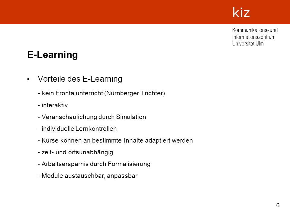 E-Learning Vorteile des E-Learning