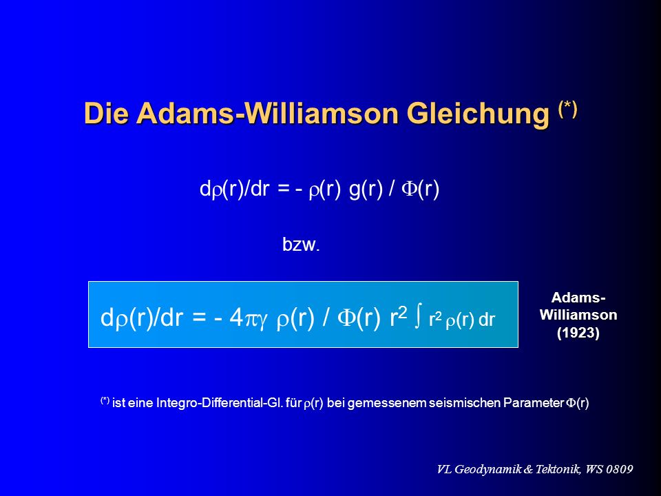 Die Adams-Williamson Gleichung (*)