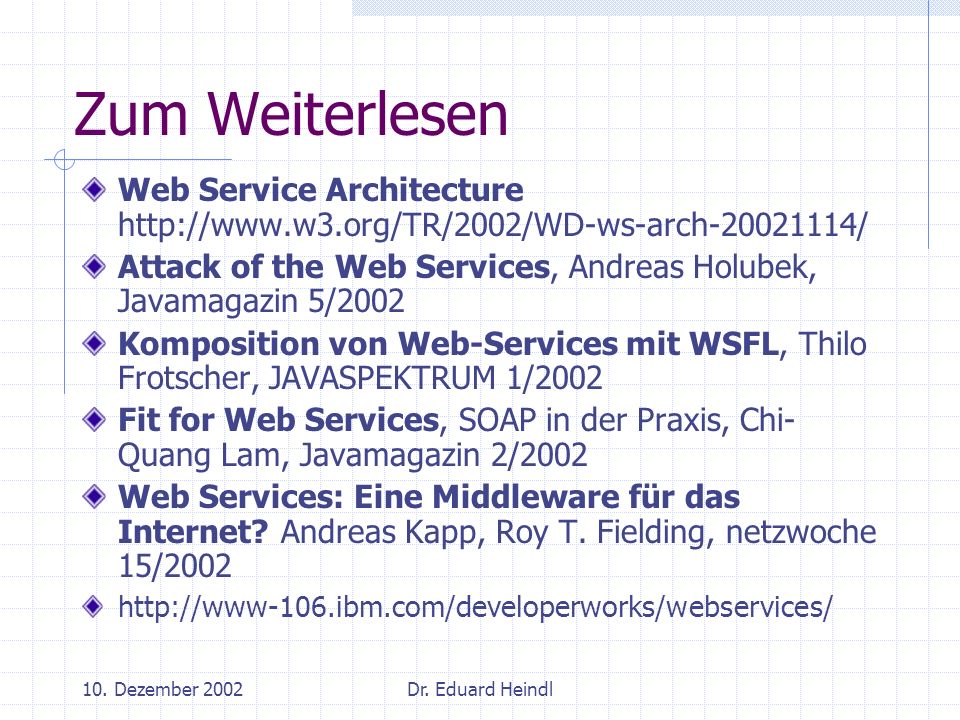 Zum Weiterlesen Web Service Architecture