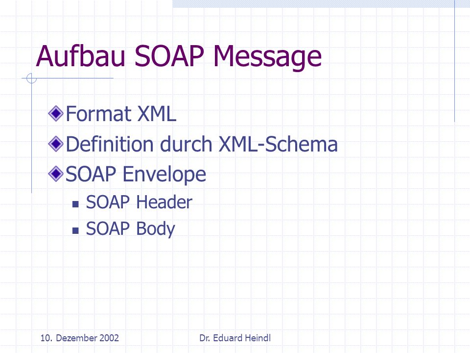 Aufbau SOAP Message Format XML Definition durch XML-Schema