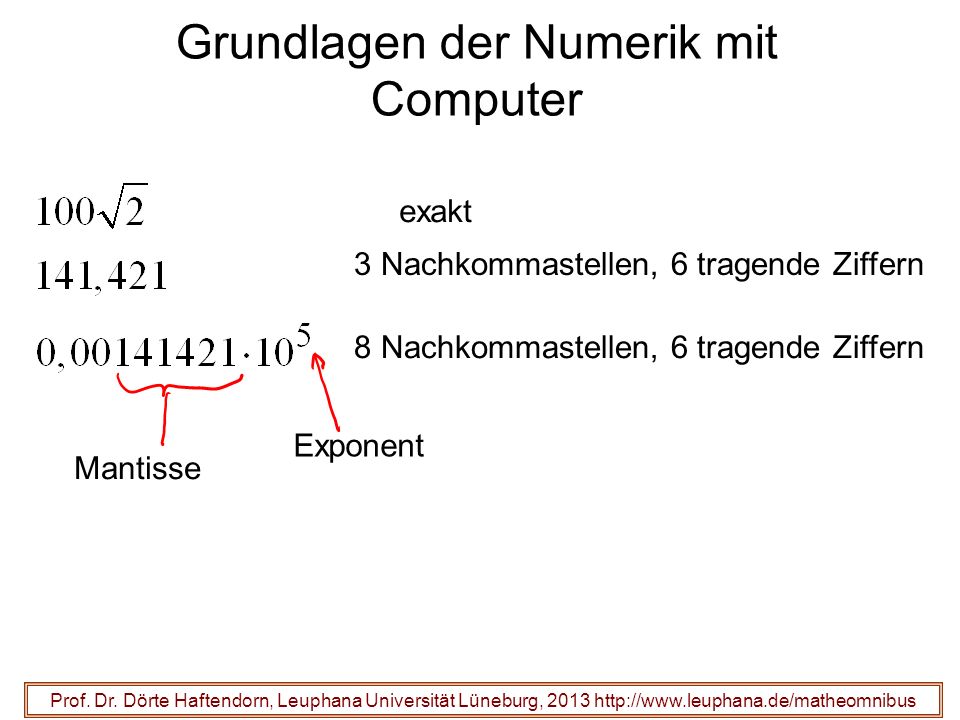 Grundlagen der Numerik mit Computer