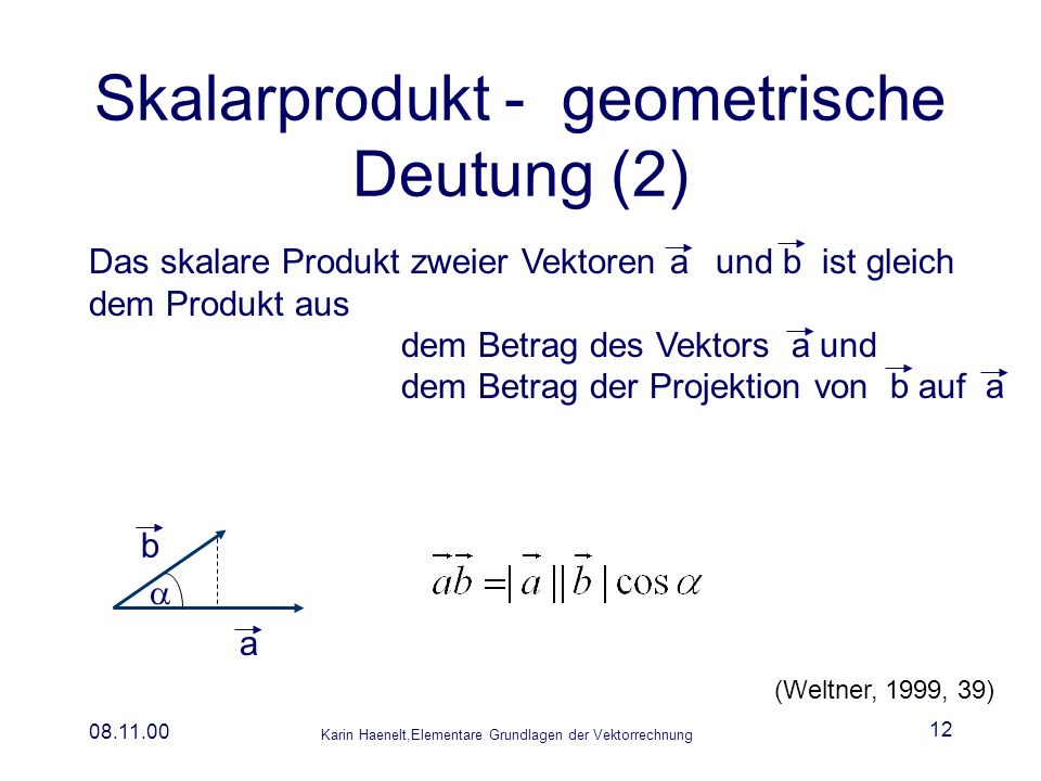Skalarprodukt - geometrische Deutung (2)