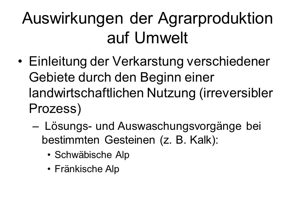 Auswirkungen der Agrarproduktion auf Umwelt