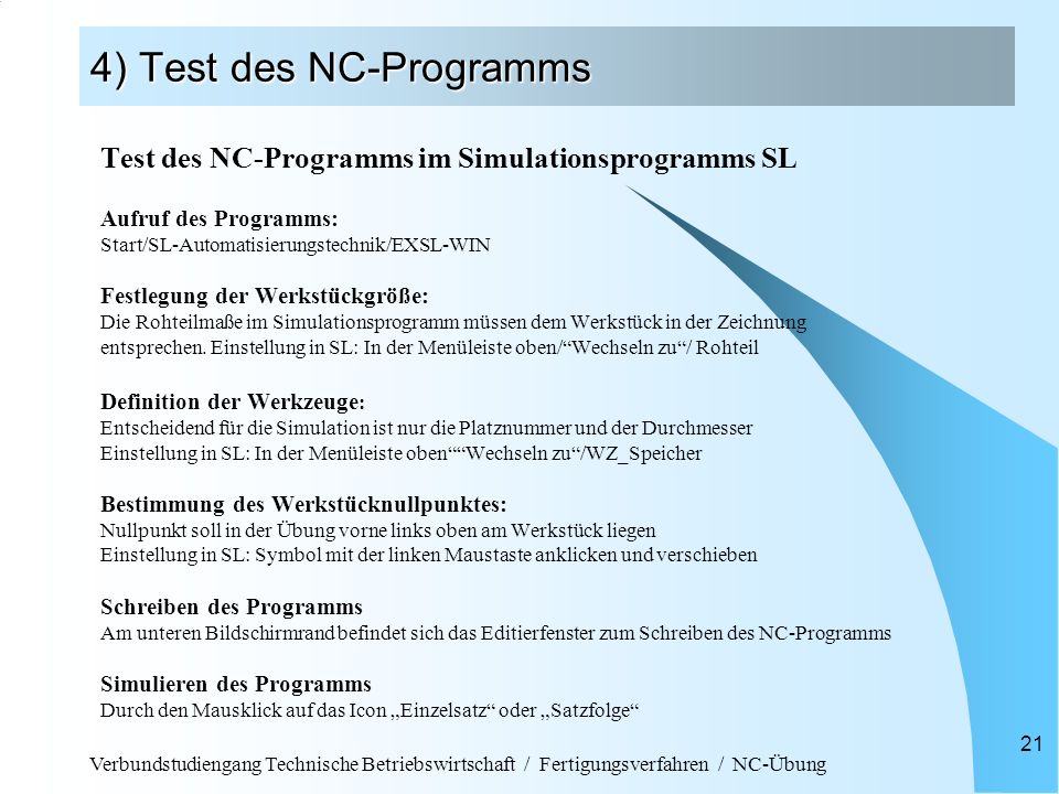 4) Test des NC-Programms
