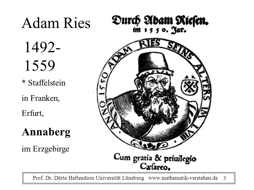 Adam Ries Annaberg * Staffelstein in Franken, Erfurt,