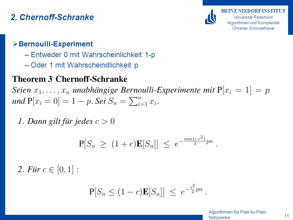 2. Chernoff-Schranke Bernoulli-Experiment