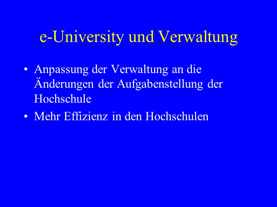 e-University und Verwaltung
