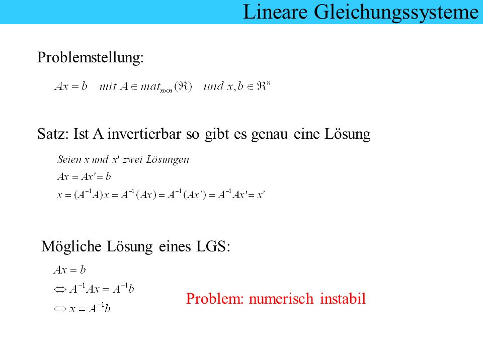 Lineare Gleichungssysteme