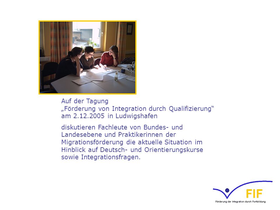 Auf der Tagung „Förderung von Integration durch Qualifizierung am 2