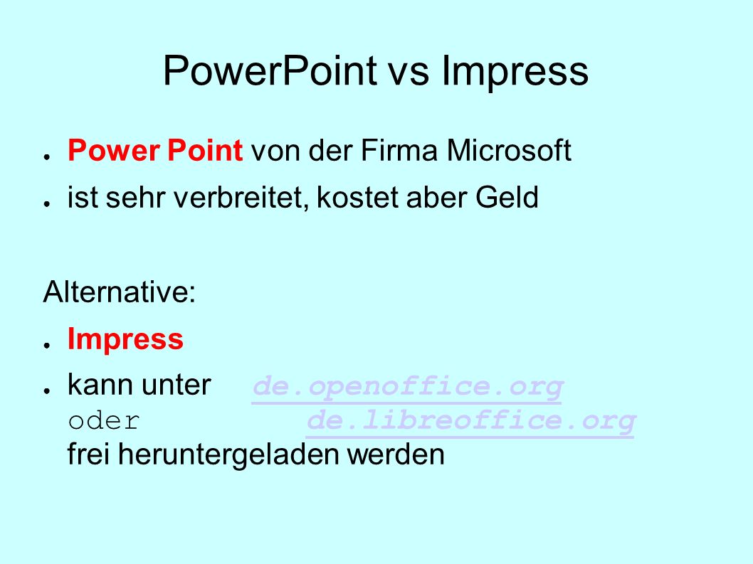 PowerPoint vs Impress Power Point von der Firma Microsoft